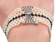 wearing Pearl and Onyx Bead Bracelet with Diamonds