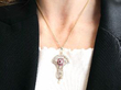 Ruby and Diamond Openwork Pendant wearing