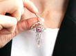 wearing Ruby and Diamond Openwork Pendant