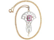 Ruby and Diamond Openwork Pendant with a pearl
