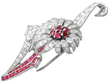 Vintage Ruby and diamond flower Brooch