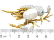 Blister Pearl Bird Brooch in Gold size