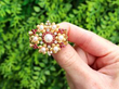 Vintage Gold Pearl and Ruby Brooch outside