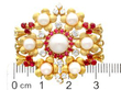 Vintage Gold Pearl and Ruby Brooch size