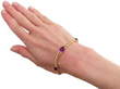 wearing Victorian Amethyst Bracelet in Yellow Gold