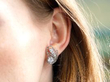 Antique Diamond Swirl Earring in Platinum wearing