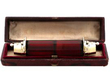 Antique Red Glass Scent Bottle Military Interest boxed