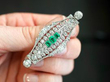 Platinum Emerald and Diamond Brooch