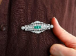 Platinum Emerald and Diamond Brooch Art Deco wearing