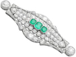 Art Deco Platinum Emerald and Diamond Brooch