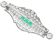Platinum Emerald and Diamond Brooch Art Deco reverse