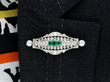 wearing Platinum Emerald and Diamond Brooch Art Deco