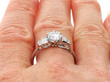 White Gold 1920s Diamond Engagement Ring on finger