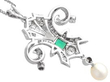 Pearl Diamond and Emerald Pendant Necklace reverse