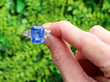 8 Carat Sapphire Engagement Ring in Platinum outside