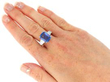 Sapphire Engagement Ring in Platinum wearing
