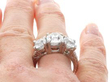 4.5 Carat Diamond Trilogy Ring in Platinum on finger