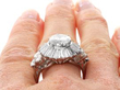 Antique Ballerina Diamond Ring in Platinum on finger