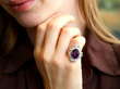 1930s Amethyst and Diamond Ring in Gold wearing