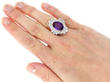 Amethyst and Diamond Ring in Gold wearing