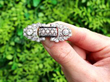 Black Enamel and Diamond Art Deco Brooch outside