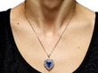 Wearing Heart Sapphire Pendant Necklace in Gold