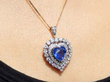 Heart Sapphire Pendant Necklace Around Neck