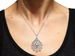 Elegant Circular Floral Diamond Pendant wearing