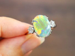 1920s Oval Opal Engagement Ring in Platinum