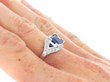 Antique Sapphire and Platinum Ring on hand