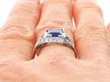 Antique Sapphire and Platinum Ring on finger