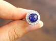 Antique Star Sapphire Cluster Ring from 1920s in platinum