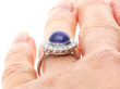 Antique Star Sapphire Cluster Ring on finger