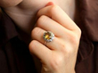 Platinum Zircon and Diamond Cluster Ring wearing