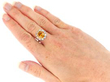 wearing Platinum Zircon and Diamond Cluster Ring