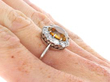 Platinum Zircon and Diamond Cluster Ring on hand