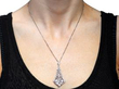 wearing Filigree Diamond Pendant in White Gold