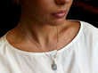 Edwardian Opal Pendant in Yellow Gold wearing