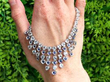 Sapphire and Aquamarine Fringe Necklace in White Gold outside