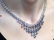 Sapphire Aquamarine Fringe Necklace in White Gold wearing