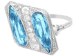 1920s Pear Cut Aquamarine Cocktail Ring in platinum