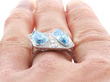 1920s Pear Cut Aquamarine Cocktail Ring on finger
