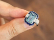 Art Deco Style Aquamarine Sapphire and Diamond Ring