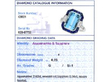 Art Deco Style Aquamarine Sapphire and Diamond Ring grading card
