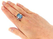 wearing Art Deco Style Aquamarine Sapphire Diamond Ring