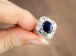 Oval Sapphire Ballerina Ring in Platinum