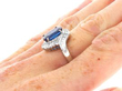 Sapphire and Diamond Halo Bypass Ring on hand