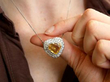 Vintage Yellow Sapphire and Diamond Heart Pendant wearing