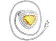 Vintage Yellow Sapphire and Diamond Heart Pendant in platinum
