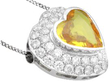 Vintage Yellow Sapphire and Diamond platinum Heart Pendant